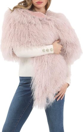 Gorski Select Genuine Shearling Shawl in Pink at Nordstrom
