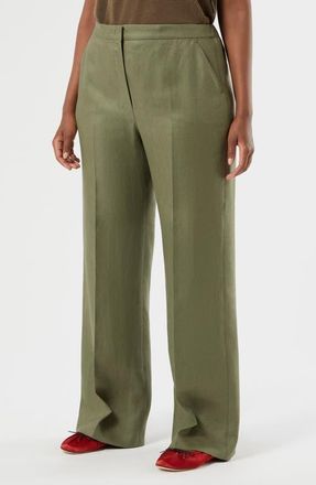 Marina Rinaldi Canapa Linen Wide Leg Pants in Olive Green at Nordstrom, Size 20W