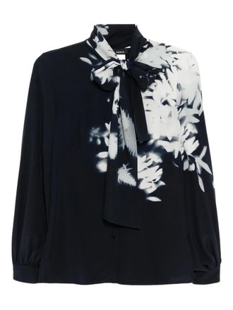 Akris wildflower-print silk shirt - women - Mulberry Silk - 6 - Blue