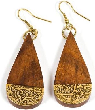 Matr Boomie Earth and Fire Teardrop Earrings - Wood, Etched Brass at Nordstrom