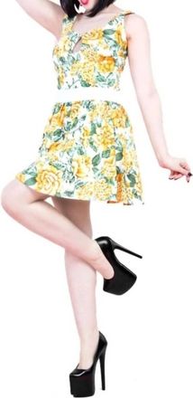 Hearts & Roses London Carnation Mini Dress In Yellow
