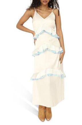 Belle & Bloom Lovely Day Ruffle Maxi Dress in White at Nordstrom Rack, Size Medium