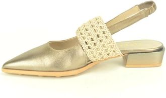 Hispanitas Brons +raffia band VG.+Tip 2cm - Dames - Pumps - Geel - 39 EU - Schoenen