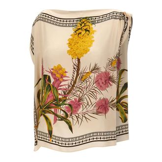 Blumarine Blouses, female, Multicolor, Size: M Asymmetrical Printed Viscose Twill Top
