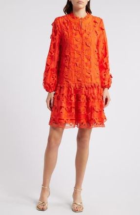 Ciebon Wylla Humbird Lace & Organza Drop Waist Dress in Vermillion Orange at Nordstrom Rack, Size Small