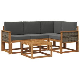 vidaXL Conjunto De Sof&aacute;s De Exterior 5 Pcs Natural Y Antracita Vidaxl