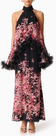 Elliatt Tulsia Floral Georgette Gown in Pink/red/black Multi at Nordstrom, Size Xx-Small
