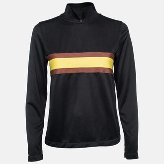 Ganni Ganni Black Striped Jersey Dubois Polo Top