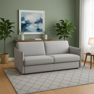 Dmora Sof&aacute; Fijo 3 Plazas Severo, Desenfundable, Lavable Hecho En Italia, Reposabrazos, 200x95 Cm Gris