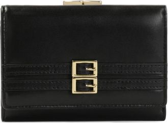 Kazar Zwarte leren portemonnee versierd met strepen - Dames - Portefeuilles - Zwart - ONE Size - Leer - Accessoires