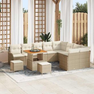 vidaXL Conjunto De Sof&aacute; De Jard&iacute;n Con Coj&iacute;n 12 Pcs Beige Y Crema