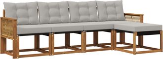 vidaXL Conjunto De Sof&aacute;s De Exterior 5 Uds. Natural Y Gris Claro Vidaxl