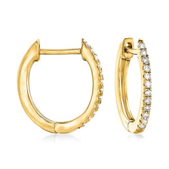 Ross-Simons Diamond Huggie Hoop Earrings in 14kt Yellow Gold