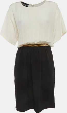 Moschino Boutique Moschino Cream/black Crepe Chain Detail Midi Dress
