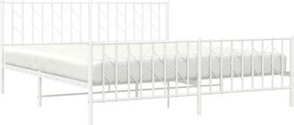 vidaXL Estructura cama sin colchón con estribo metal blanco 183x213 cm Vidaxl