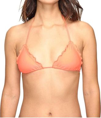 Luli Fama Cosita Buena Wavey Triangle Bikini Top In Beachy Coral