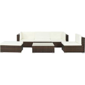 vidaXL Vidaxl - Set Divani da Giardino 6 pz con Cuscini in Polyrattan Marrone