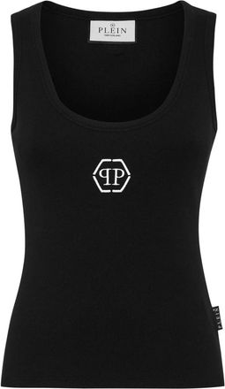 Philipp Plein Tank Top Hexagon - Dames - Tops zonder mouwen - Zwart - M - Katoen - Tops