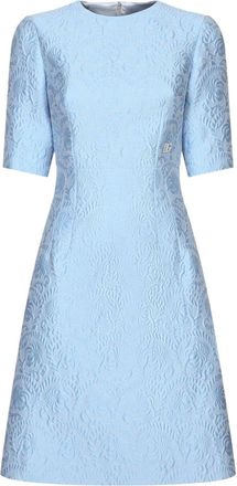 Dolce & Gabbana DNA short-sleeve brocade midi dress - women - Polyester/Cotton/Silk/Silk/Spandex/Elastane - 44 - Blue