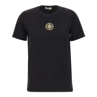 Elisabetta Franchi Ribbed Crew Neck T-Shirt - female - Elisabetta Franchi - T-Shirts - Black - XS - Tops
