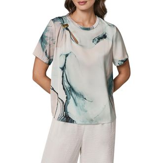 DKNY Hardware Detail Short Sleeve Top in Skylight Multi at Nordstrom, Size X-Large