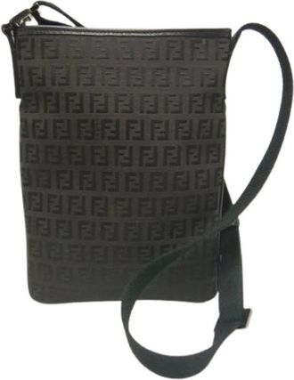 Fendi Pre-owned Cross Body Bags, female, Black, Size: ONE SIZE Pre-owned Canvas Shoulder Bag