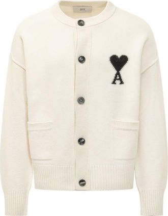 Ami Off White Logo Cardigan