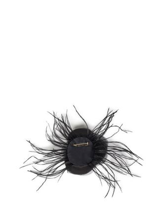 Room76 Georgette Rose with Feathers Hair Brooch - Black