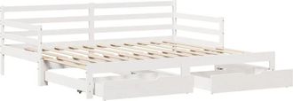 vidaXL Daybed with Trundle and Drawers without Mattress White 90x200 cm vidaXL