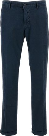 Incotex Blue Stretch Cotton Slim-Cut Straight-Leg Pants
