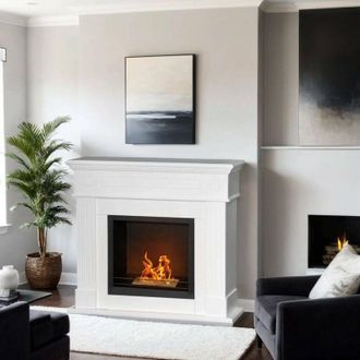 Dmora Dmora - Chimenea De Bioetanol Aradeo, Chimenea Ecol&oacute;gica, Hogar Sin Humo, Calefactor De Etanol, Made In Italy, 110x37 H102 Cm, Blanco