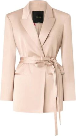 Pinko Pinko, Jassen, Dames, Beige, S, Satijn, Rape Satin Jas Ss 26