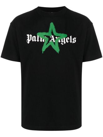 Palm Angels logo-print T-shirt - men - Organic Cotton - L - Black