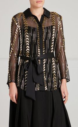 Temperley London Viola Shirt in Black at Nordstrom, Size 12