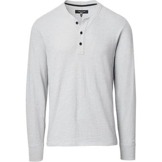 Rag & Bone Mens Classic Flame Long Sleeve Henley, Harbor Grey