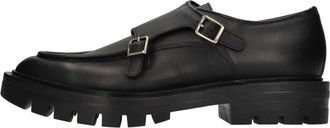 Santoni Dubbele gesp Leren Loafers - Dames - Schoenen - Zwart - Maat: 41 EU Leer