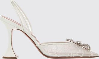 Amina Muaddi Slingback Rosie in nylon con ricamo floreale e fibbia gioiello