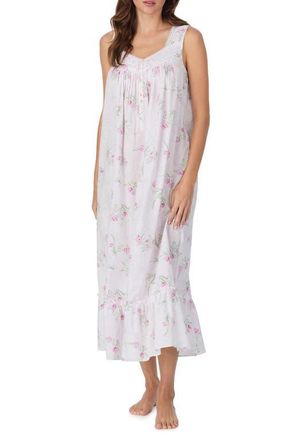 Eileen West Ballet Sleeveless Cotton Nightgown in Pink Floral at Nordstrom, Size X-Small