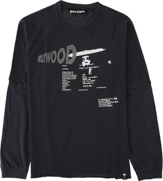 Palm Angels Charcoal Distressed Graphic Rainbow Long-Sleeve T-Shirt