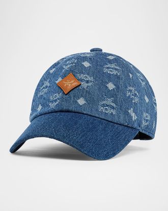 MCM Men & apos;s Denim Monogram Baseball Cap