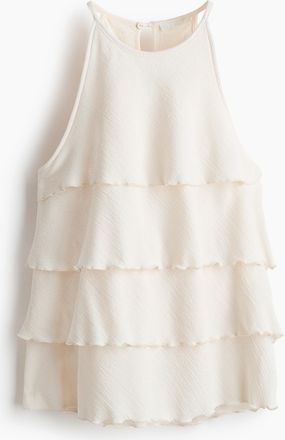 H&M Jerseytop mit Stufen - Elfenbein