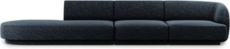 BLOOMINGLOFT 4-Sitzer Designsofa Miley mit Ottomane - Chenille Dunkelblau