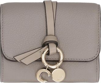 Chlo&eacute; Alfabet Leren Tri-fold Portemonnee - Dames - Portefeuilles - Grijs - ONE Size - Leer - Accessoires