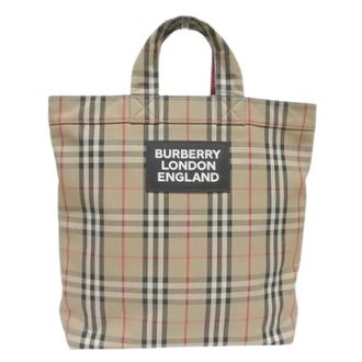 Burberry Pre-owned Tote Bags, female, Beige, Size: ONE SIZE Pre-owned Cotton Polyester Tote Bag
