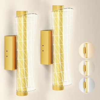 HOMCOM Led Wall Lamp 2 Pack - Modern Indoor Geometric Wall Light - Gold Tone | TJ Hughes