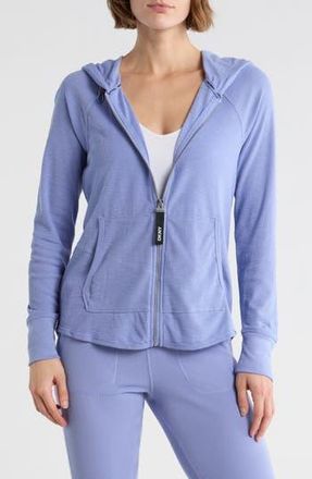 DKNY Slub Waffle Knit Zip Hoodie in Bluestone at Nordstrom Rack, Size X-Small