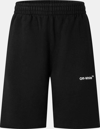 Off-white Mens Off White Diagonal Sweat Shorts with Elasticated Waistband in Black/White - Size 2XS