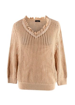 PESERICO Beige Open Knit Jumper Size M