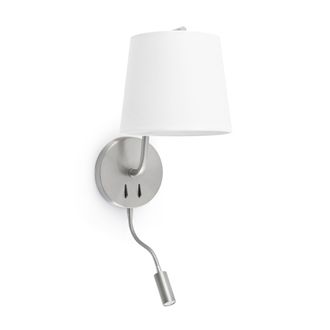Netlighting Berni 1 Light Indoor Wall Light Reading Lamp White Satin Nickel E27