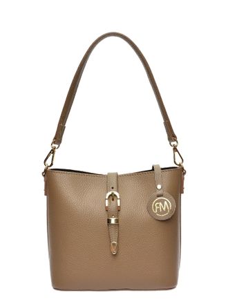 Roberta M Beige Rundleer Tas